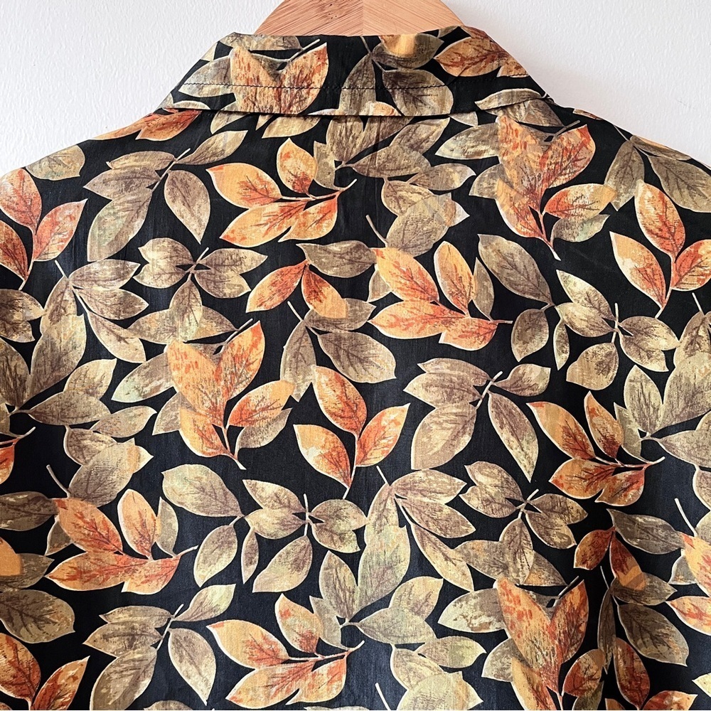 Vintage Stunt 90’s 100% Silk Leaf Print Blouse Size S - Picture 6 of 11
